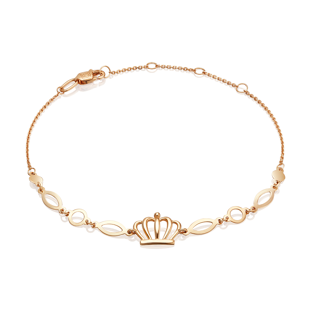 Браслет «Корона» из красного золота