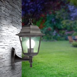 Садово-парковый светильник ЭРА НБУ 04-60-001 черный 4 гранный настенный IP44 Е27 max60Вт | Садово-парковые светильники