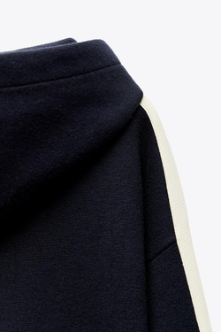 ZARA ТОЛСТОВКА С ПОЛОСАМИ ПО БОКАМ, МОРСКОЙ СИНИЙ