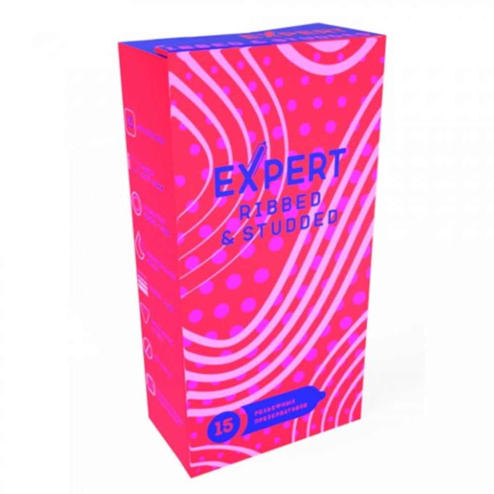 Презервативы EXPERT Ribbed&Studded, ребристо-точечные, 15 шт