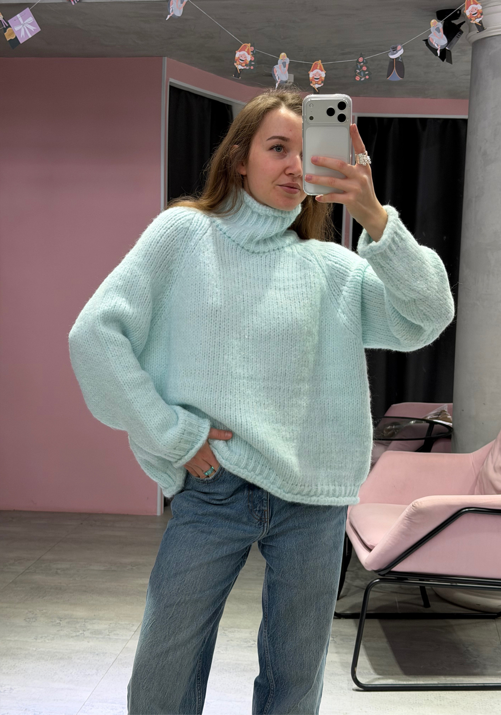 Свитер с горлом Candy небесный