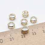 Бусина Круг, цвет золото, фианит, диаметр 6,5 мм, толщина 3,5 мм, цена за 1 шт