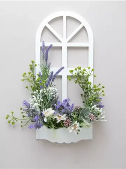 Панно на стену для интерьера "Окно с цветами"