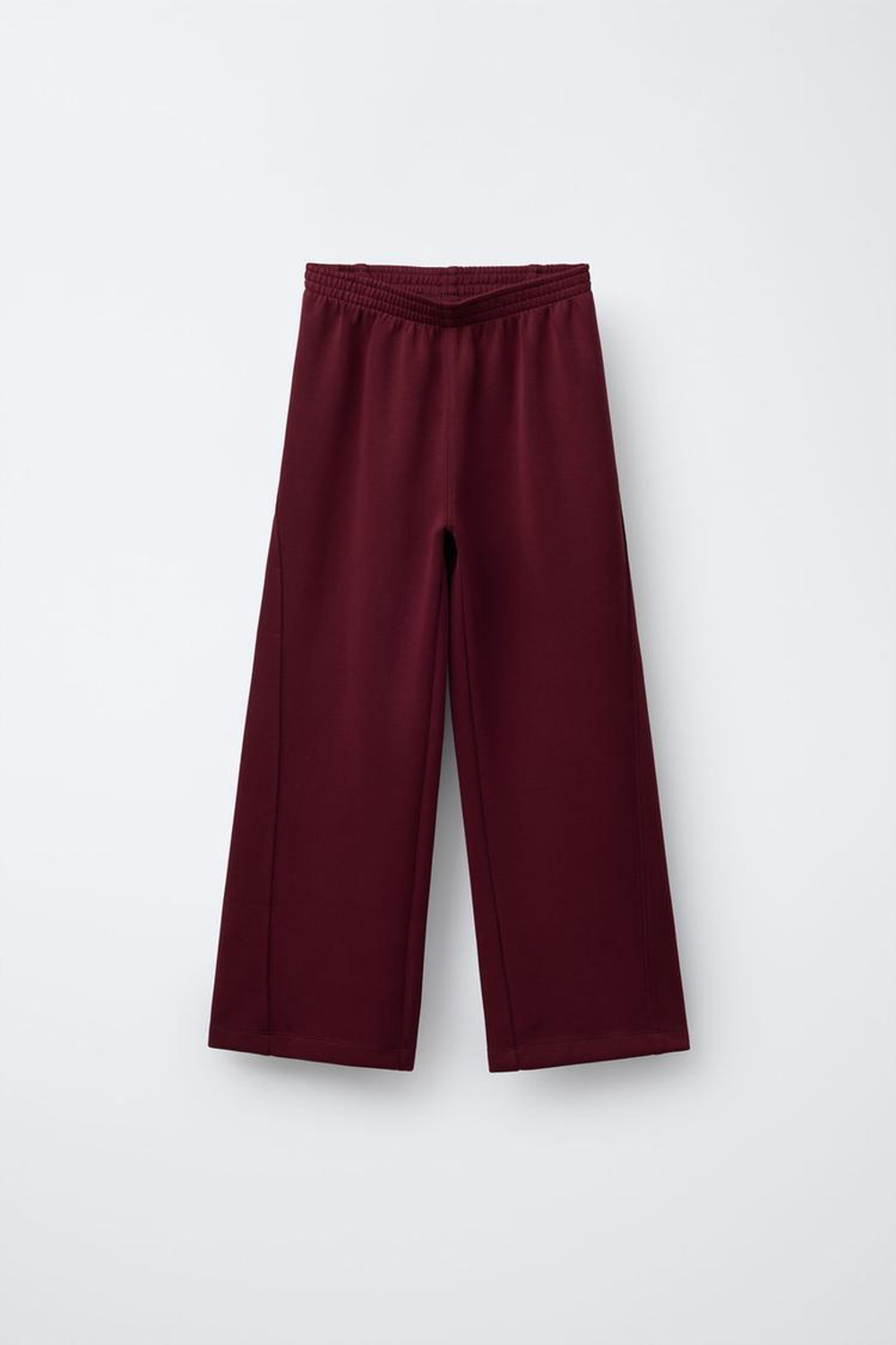 ZARA ОДНОТОННЫЕ БРЮКИ WIDE LEG, БУРГУНДИ