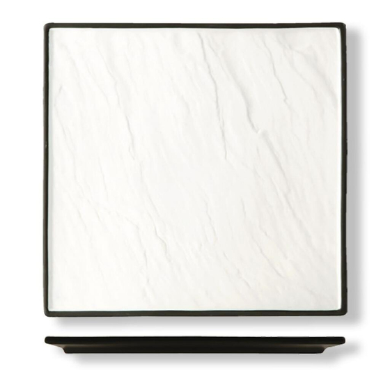 Блюдо квадратное 30*30 см Relief белое с черным бортом фарфор P.L. Proff Cuisine [1]
