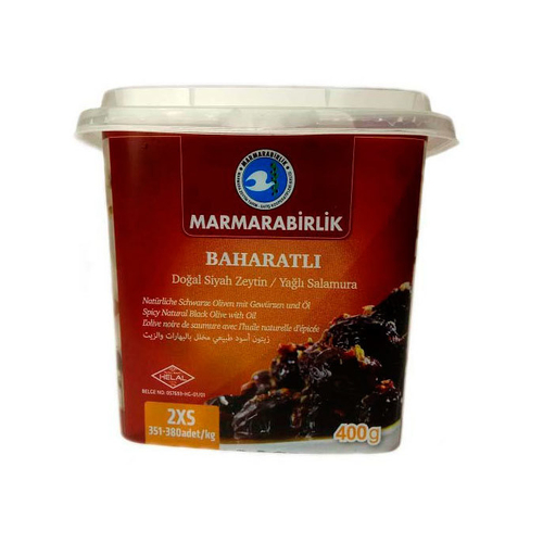 Маслины "Marmarabirlik" 400 гр 2XS Baharatli со специями в масле пластик