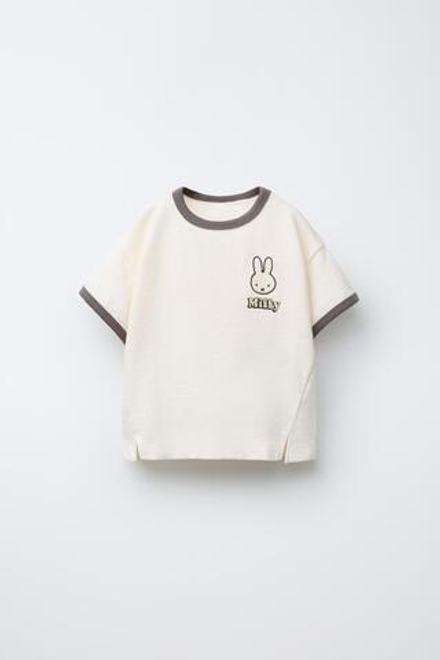 ZARA ФУТБОЛКА С ВЫШИВКОЙ MIFFY ©, ЭКРЮ