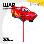 Шар Фольгированный Тачка красная на палочке (Красный)