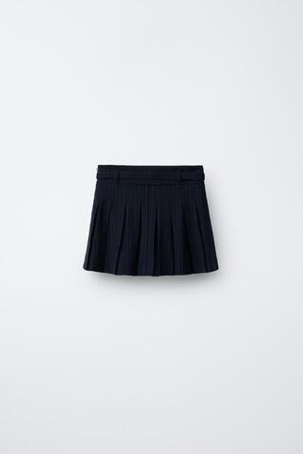 ZARA ЮБКА В ТОНКУЮ ПОЛОСКУ С ПОЯСОМ, МОРСКОЙ СИНИЙ