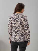 Блузка БЛ-22/антрацит-бежцветы
