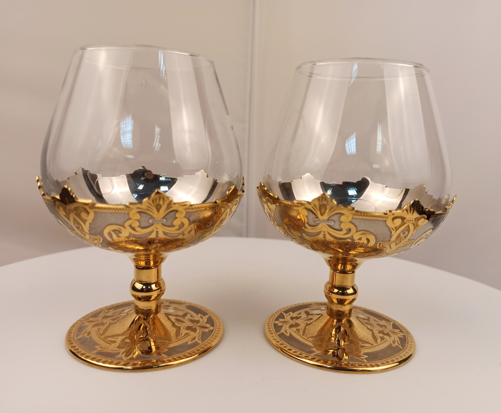 Набор бокалов для коньяка "Узорный" №2 (Златоуст) в подарочном футляре