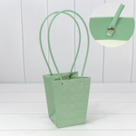 Пакет подарочный 15.5х13х9.5см Ваза для цветов "Квадраты" (Зеленый)