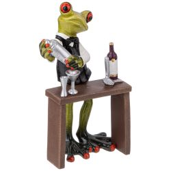 ФИГУРКА ДЕКОРАТИВНАЯ "ЛЯГУШКА-БАРМЕН" 9,5Х6,5Х16,2 СМ