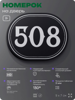 Номерок на дверь квартиры 508, для кабинета, офиса, шильдик 9 х 7 см, черный, Айдентика Технолоджи