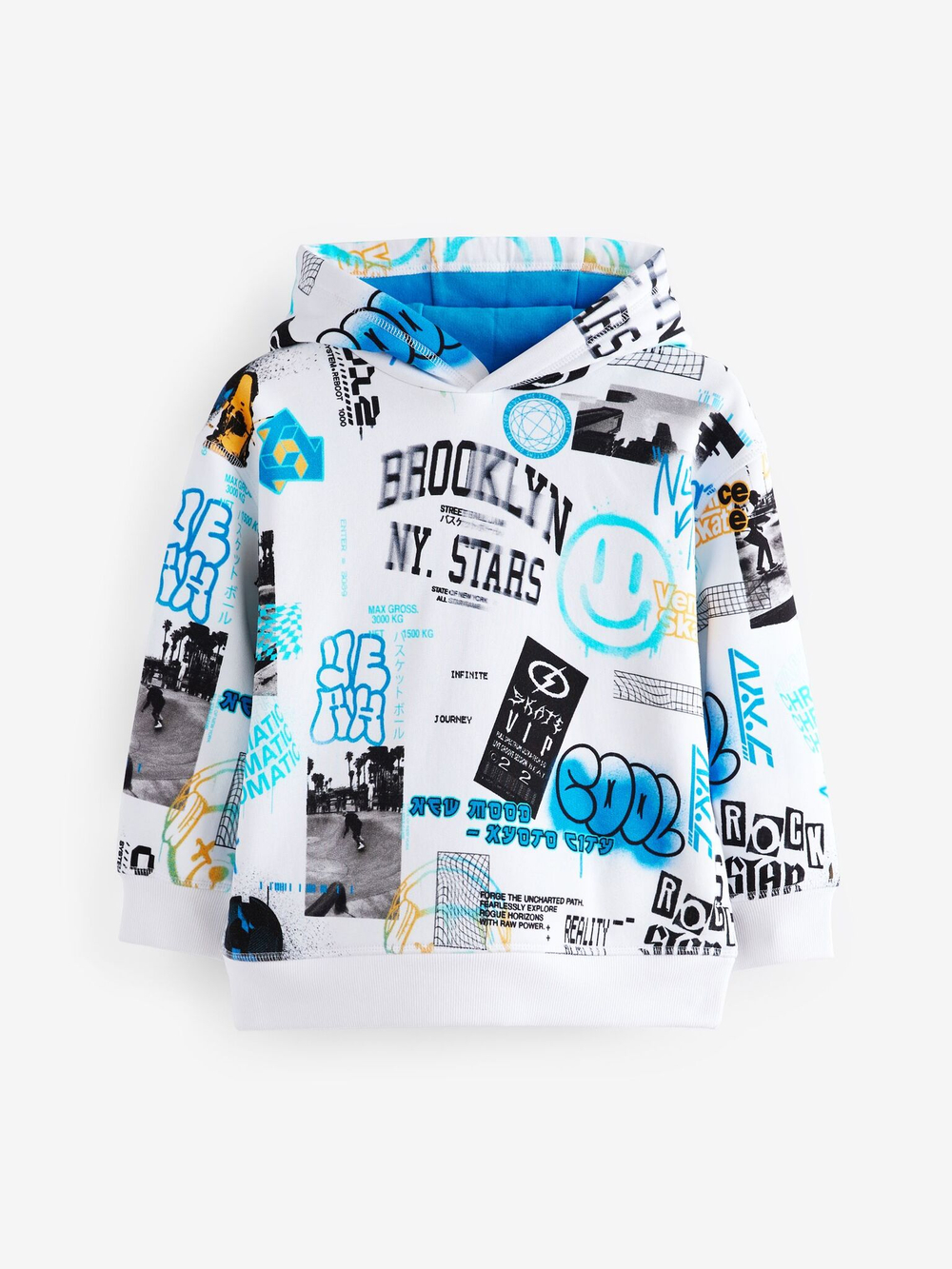 Толстовка с капюшоном для мальчика Next Q70-466, Белый, Синий