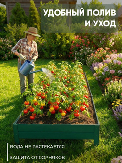 Грядка Ивановская 1х3 метра, борт 20см Зеленый (RAL 6005), (сборка: саморезы)