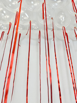 Шары прозрачные под потолок на атласной ленте №3850