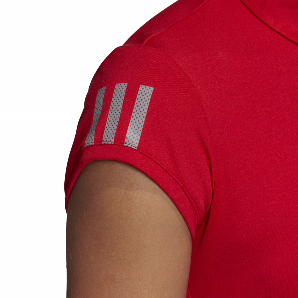 Женское поло Adidas W Club 3 Stripes Polo - scarlet