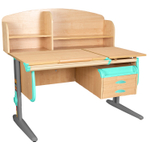 Растущая парта Дэми СУТ 25 с задней полкой СУТ.34.390 и навесной тумбой (1200×880 мм)