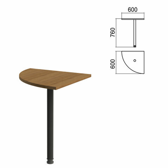 Стол приставной угловой "Арго", 600х600х760, орех/опора черная (КОМПЛЕКТ)