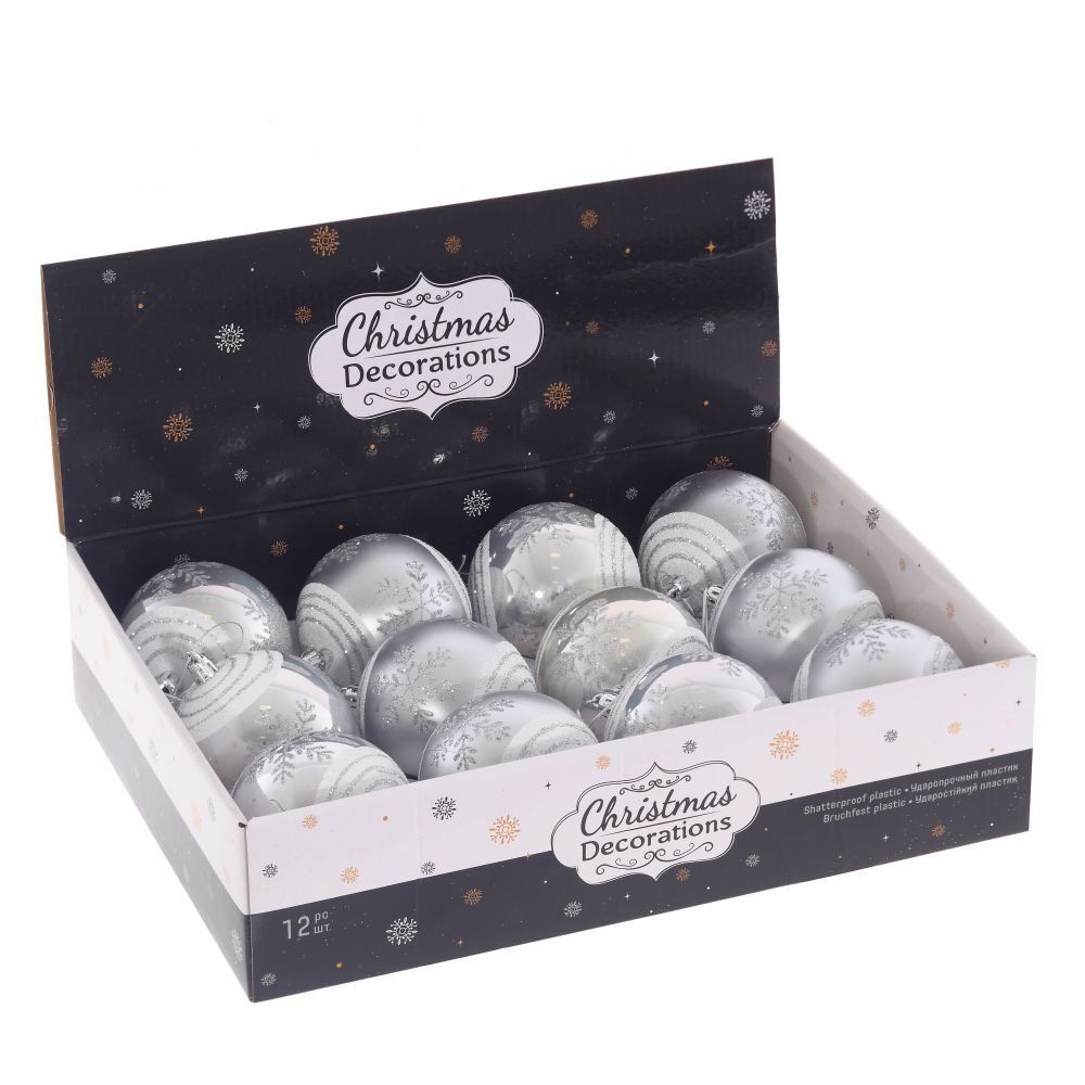 GAEM Набор из 12шт Украшение новогоднее "Шар", D 8 см, L35 W27 H8,5 см
