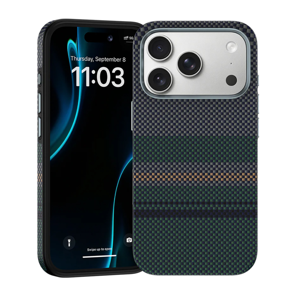 Кевларовый чехол MagSafe Benks ArmorPro Aurora Button для iPhone 17 Pro Max Тонкий гибридный чехол из арамидного волокна DuPont Kevlar плотностью 600 ден с сенсорной накладкой для Контроллера камеры