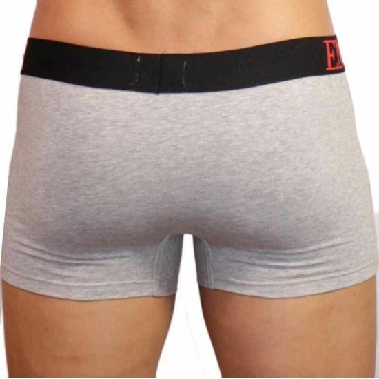 Мужские трусы боксеры серые Emporio Armani с красно-синей резинкой