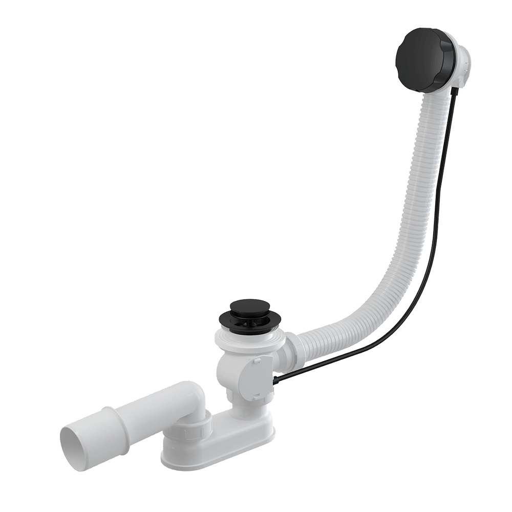 A55BLACK Сифон для ванны автомат комплект, чёрный-матовый