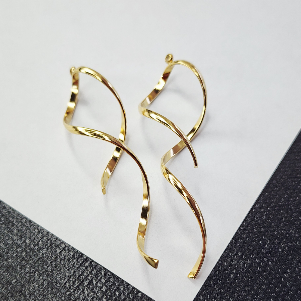 Подвески, сталь, позолота, витые, р-р 60 мм, штучно