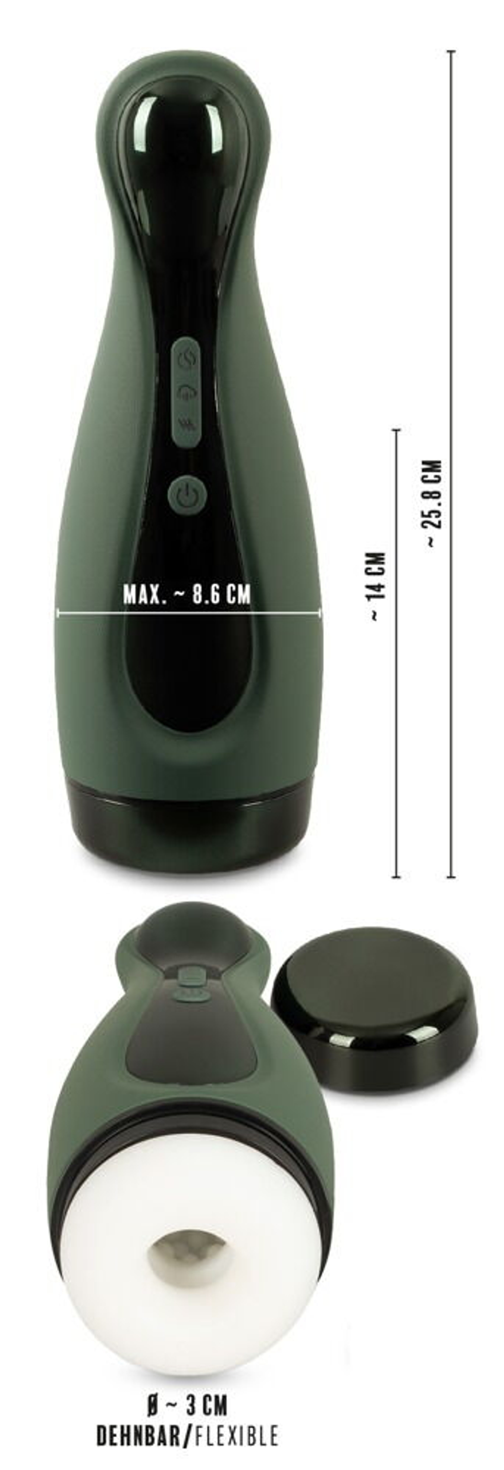 Вибромастурбатор с функцией всасывания Masturbator with 2 Functions (Цвет: белый с зеленым)