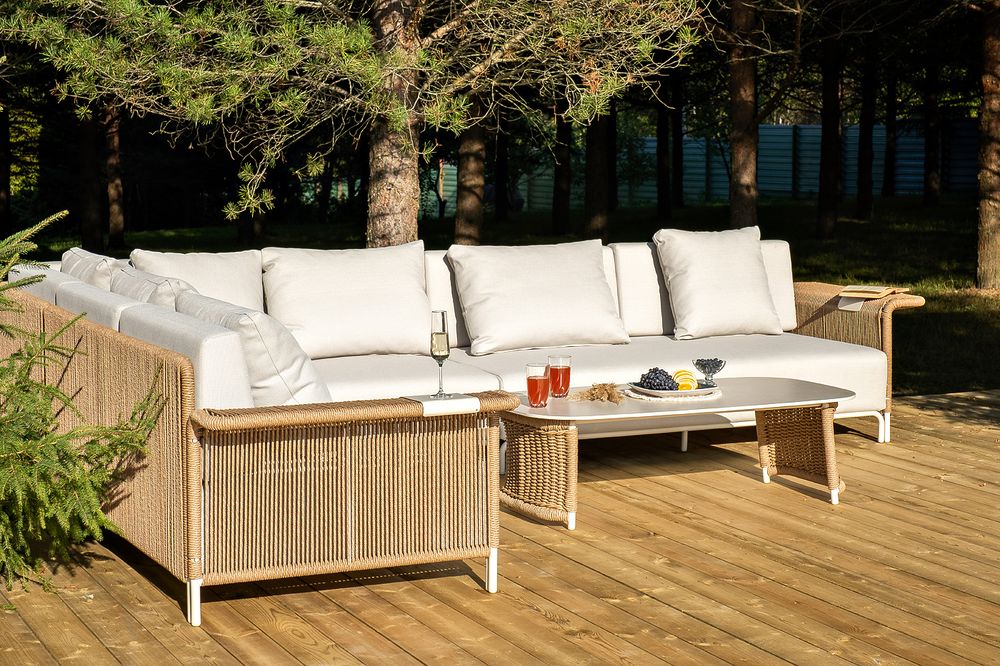 "Мальдивы" трансформирующаяся лаунж-зона из искусственного ротанга, цвет соломенный