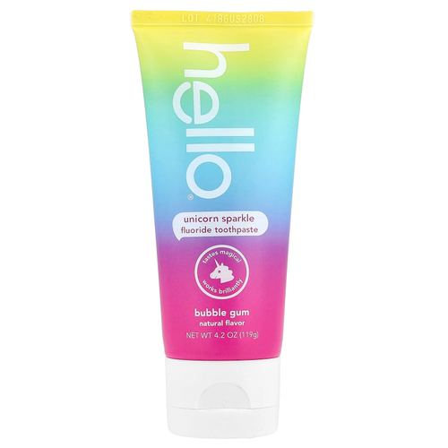 Hello, Unicorn Sparkle, для детей, зубная паста со фтором, со вкусом жевательной резинки, 119 г (4,2 унции)