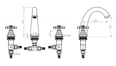 Смеситель для раковины на 3 отверстия Boheme 297-Ceramic