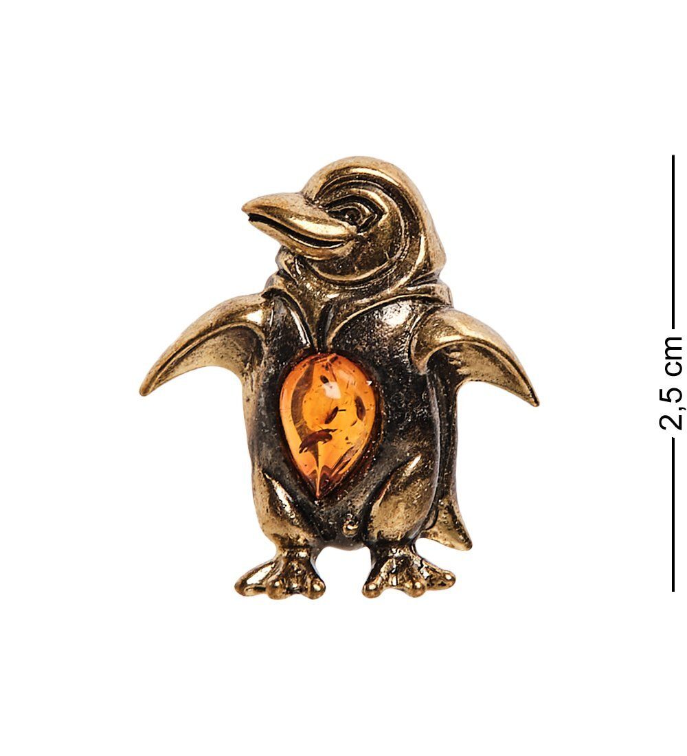 AM-2634 Брошь «Пингвин» (латунь, янтарь)