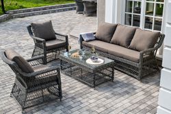 "Гранд Латте" лаунж-зона из искусственного ротанга, цвет графит