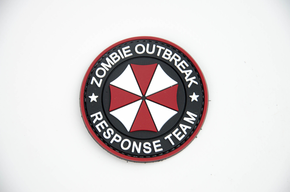 Шеврон Zombie outbreak team Umbrella PVC. Красный