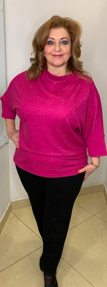 Стразовый блузон в цвете фуксия