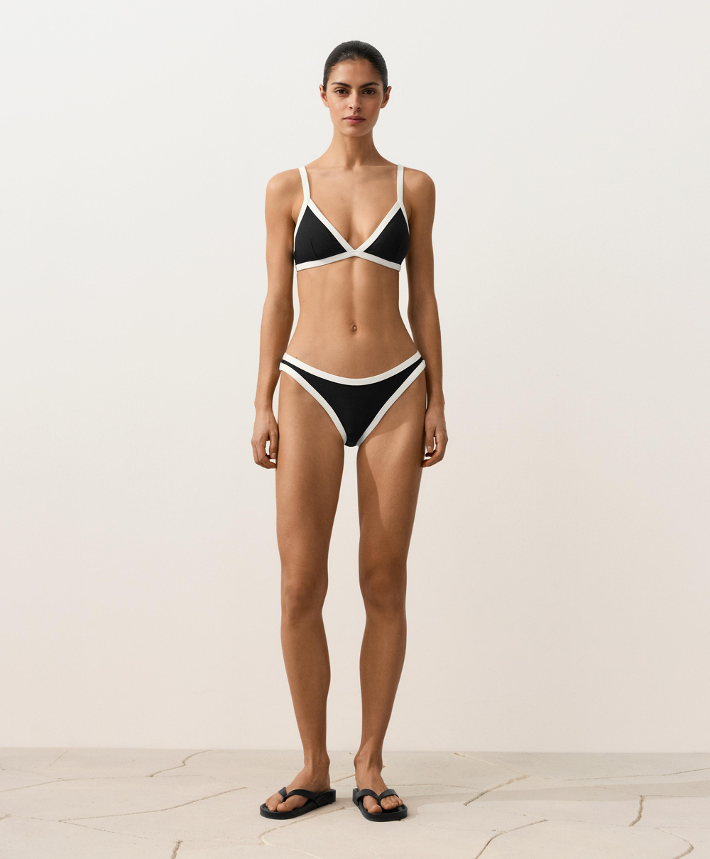 OYSHO Классические трусики-бикини с контрастной отделкой, черный