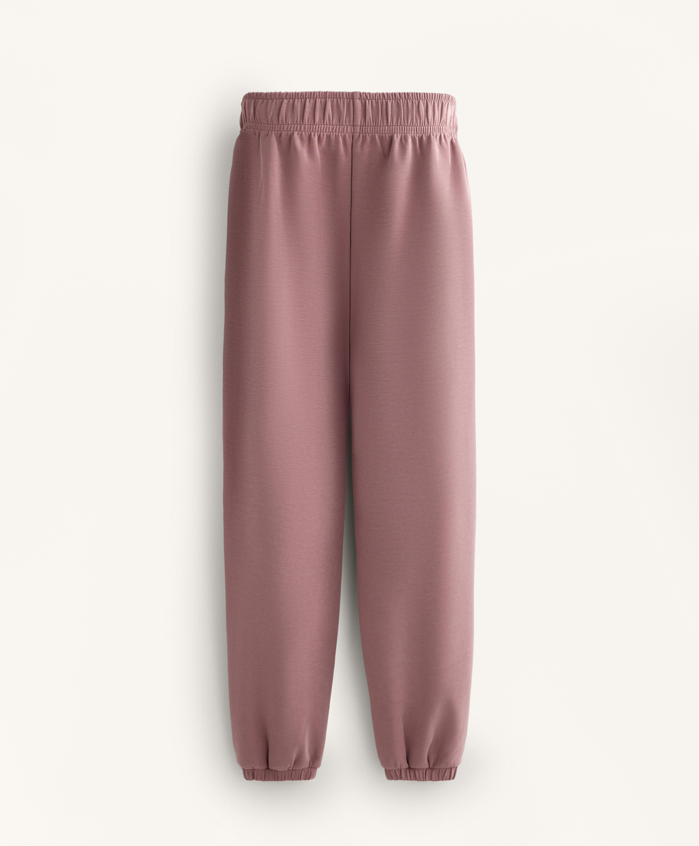 OYSHO Брюки-джоггеры из модала с начесом, розово-лиловый