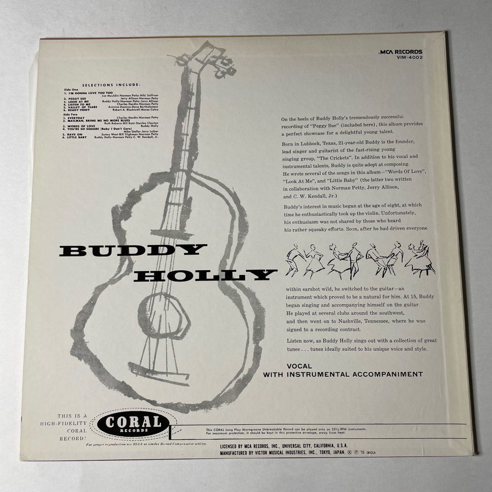 Винтажная виниловая пластинка LP Buddy Holly Peggy Sue (Japan 1976) (No Obi)