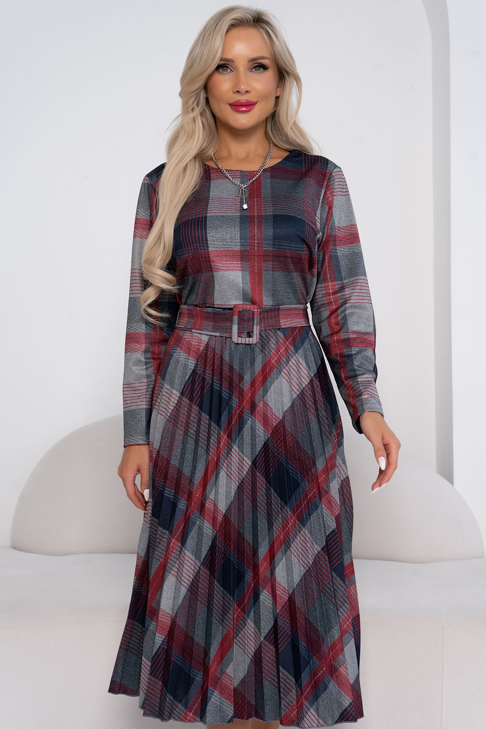 Платье Сильвия (серо/красный) Р11-1086/8 Nikol (Акция)