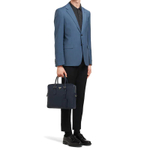 PRADA Saffiano Leather Briefcase Men"s Blue