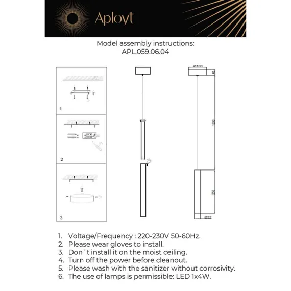 Светильник подвесной APL.059.06.04
