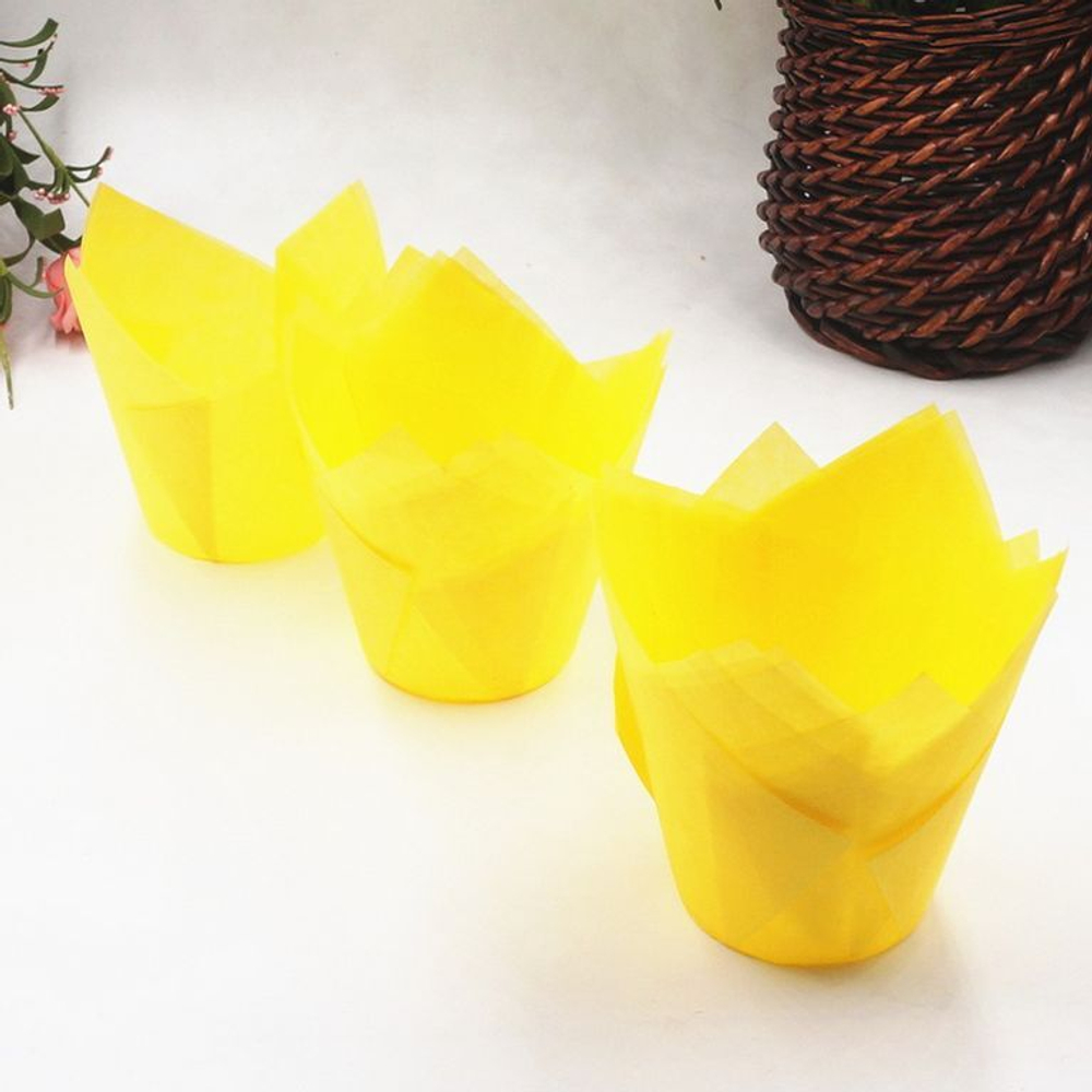 Форма бумажная «Тюльпан», 5х8 см (желтый, 200 штук)