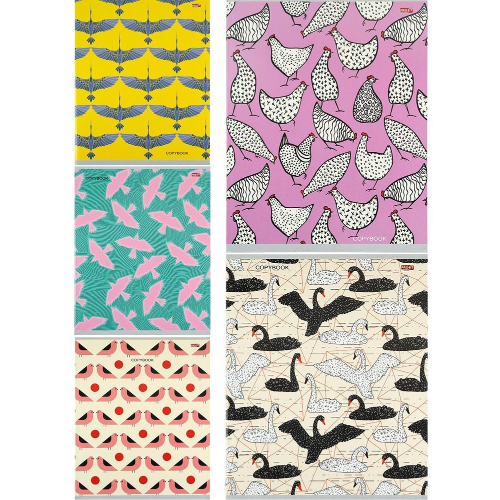 Тетрадь 48л., А5, клетка, Проф-Пресс, "Орнаменты с птицами" скрепка, мелованная бумага