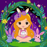 Картина по номерам 20*20см. "Фея на поляне" (на подрам.) (Lori)