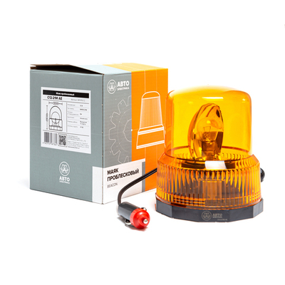 Маяк проблесковый 12 В (лампа P21W), желтый, крепление на магните, соединение в прикуриватель, H=140мм D=120мм