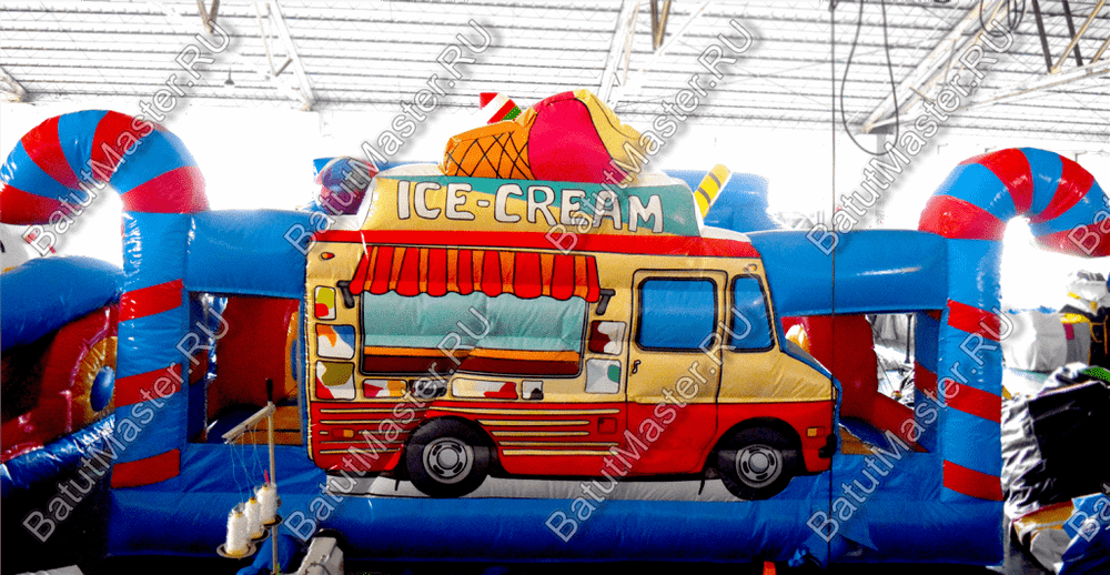 Коммерческий надувной батут "Мороженое" 6*6*3.5 м