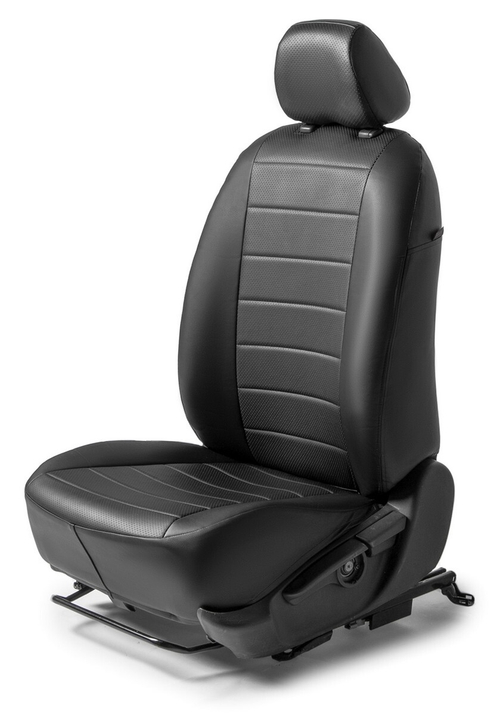 Авточехлы Rival Строчка (зад. спинка 40/60) для сидений Mitsubishi Lancer X поколение рестайлинг седан 2011-2017, эко-кожа, черные, SC.4003.1