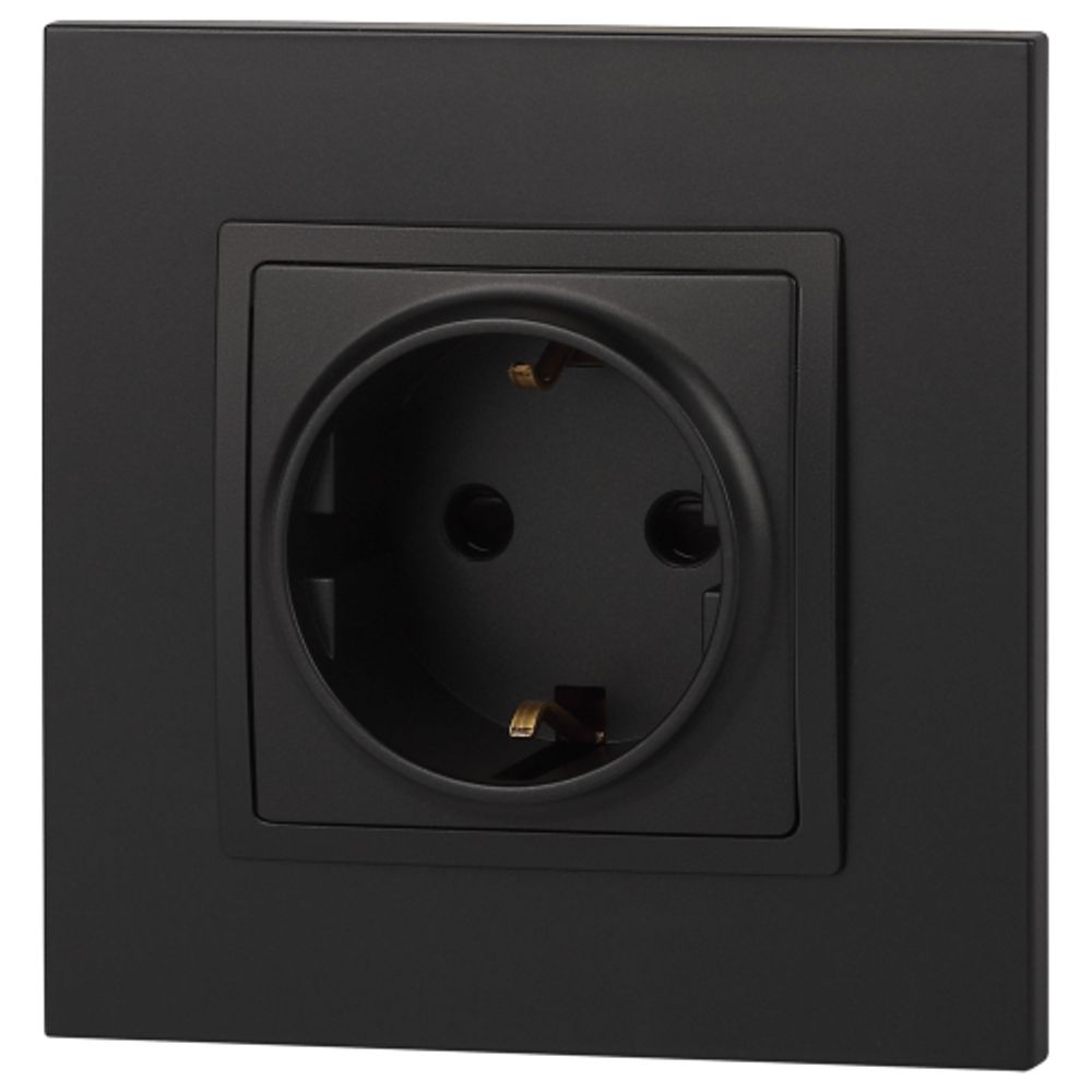 14-2102-05 ЭРА Розетка 2P+E Schuko со шторками, 16A-250В, IP20, Эра Elegance, антрацит